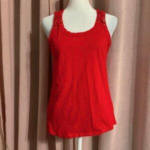 cotton red grunge y2k groment lace up detail sleeveless tank top